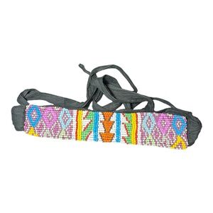 Boho Handcrafted Beaded Belt Adjustable Tie Waist Wrap - Tribal, Western, Cotton